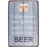 Clayre & Eef Wanddecoratie  20x30 cm Blauw Wit Metaal Beer Muurdecorat...