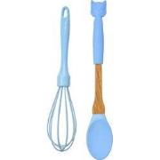 Clayre & Eef Keukengerei set van 2 Uil 29x5 / 26x6 cm Blauw Siliconen