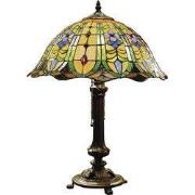 LumiLamp Tiffany Tafellamp  Ø 40x53 cm  Groen Glas Driehoek Bloemen Ti...