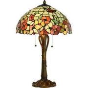 LumiLamp Tiffany Tafellamp  Ø 40x63 cm  Beige Rood Glas Bloemen Tiffan...