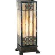 LumiLamp Tiffany Tafellamp  18x18x45 cm  Beige Bruin Glas Rechthoek Ti...