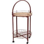 Clayre & Eef Bijzettafel  Ø 49x98 cm Rood Ijzer Hout Rond