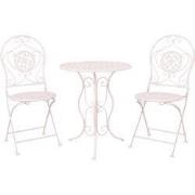 Clayre & Eef Bistroset Bistrotafel Bistrostoel 3-delig  Ø 60x70 Wit Ij...