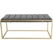 Clayre & Eef Poef  110x50x46 cm Grijs Hout Metaal Rechthoek Hocker