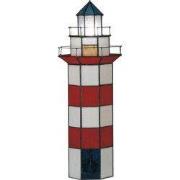 Lumilamp Tiffany Tafellamp Vuurtoren 21x56 cm Rood Wit Glas