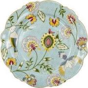 Clayre & Eef Ontbijtbord  Ø 20 cm Blauw Keramiek Rond Bloemen Bord