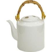 Clayre & Eef Theepot  1500 ml Wit Porselein Rond Theekan