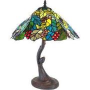 LumiLamp Tiffany Tafellamp  Ø 43x54 cm  Groen Kunststof Glas Bladeren ...