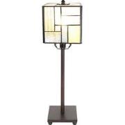 Lumilamp Tiffany Tafellamp 13x13x28 cm Wit Beige Glas