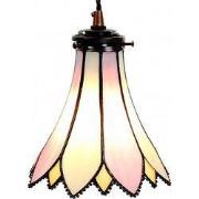 LumiLamp Hanglamp Tiffany  Ø 15x115 cm  Roze Beige Glas Metaal Hanglam...