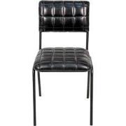 Clayre & Eef Eetkamerstoel  44x44x84 cm Zwart Leder Stoel