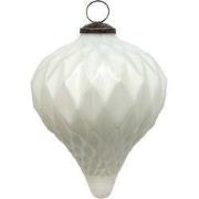 Clayre & Eef Kerstbal  Ø 13 cm Wit Glas Kerstdecoratie