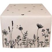 Clayre & Eef Tafelloper  50x140 cm Beige Zwart Katoen Bloemen Tafelkle...