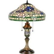 LumiLamp Tiffany Tafellamp  Ø 46x60 cm  Beige Groen Glas Kunststof Ron...