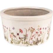 Clayre & Eef Bloempot  Ø 16x9 cm Roze Beige Keramiek Bloemen Bloempot ...