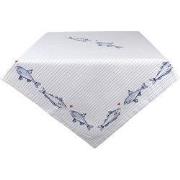 Clayre & Eef Tafelkleed  100x100 cm Wit Blauw Katoen Vierkant Vissen T...