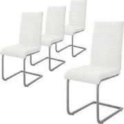 Set van 4 eetkamerstoelen sledemodel met rugleuning wit kunstlederen b...