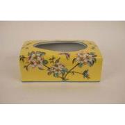 Fine Asianliving Chinese Tissuebox Porselein Geel Bloemen B23xD9xH14cm