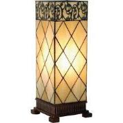 LumiLamp Tiffany Tafellamp  18x45 cm Beige Bruin Glas Vierkant Tiffany...