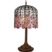 LumiLamp Tiffany Tafellamp  Ø 40x84 cm Blauw Roze Glas Rechthoek Bloem...