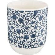 Clayre & Eef Mok  100 ml Blauw Porselein Rond Bladeren Theemok