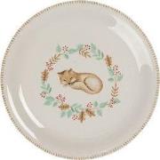 Clayre & Eef Ontbijtbord  Ø 20 cm Beige Bruin Keramiek Rond Vos Bord