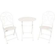 Clayre & Eef Bistroset Bistrotafel Bistrostoel 3-delig  Ø 60x70 Wit Ij...