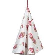 Clayre & Eef Theedoek  Ø 80 cm Rood Wit Katoen Rond Cupcakes Keukenhan...