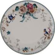 Clayre & Eef Dinerbord  Ø 26 cm Wit Roze Porselein Rond Bloemen Eetbor...