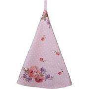 Clayre & Eef Theedoek  Ø 80 cm Roze Paars Katoen Rond Rozen Vaatdoek