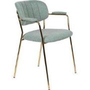Housecraft Living Jolien Eetkamerstoelen armleuning Goud/Lichtgroen - ...