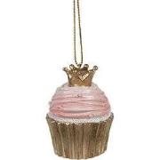 Clayre & Eef Kersthanger Cupcake Ø 4x6 cm Roze Kunststof Kerstboomvers...