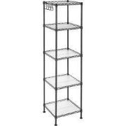 Metalen zwart rek met modulair opbergrooster - L30 x H121 cm
