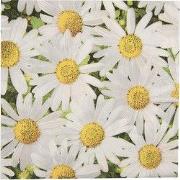 Clayre & Eef Servetten Papier Set van 20 33x33 cm Wit Geel Bloemen