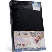 H&D Dubbel Jersey Hoeslaken - Zwart Eenpersoons 80x200cm - 100% Katoen...