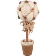 Clayre & Eef Decoratie Beeld Bloem Ø 20x50 cm Beige Textiel op Kunstst...