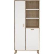 Vitrinekast met 2 deuren, 3 vakken eikendecor en wit H188,2 cm  STORM