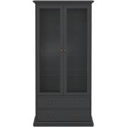 Vitrinekast met 2 glazen deuren en 2 lades B96,2 cm  SOFIA