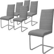 Set van 6 eetkamerstoelen sledemodel met rugleuning grijs kunstlederen...