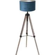 Mexlite - vloerlamp - Triek - zwart - hout velours stof - Ø 75cm - E27...