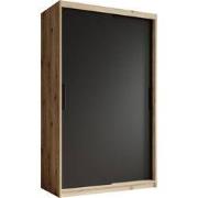 Meubella - Kledingkast Luxor - Zwart - Eiken - 120 cm