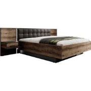 Meubella - Tweepersoonsbed Borna - Donker eiken - Grijs eiken - 180x20...