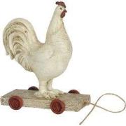 Clayre & Eef Beeld Haan 15x7x17 cm Wit Polyresin Woonaccessoires