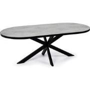 Stalux Plat ovale eettafel 'Noud' 210 x 100, kleur zwart / beton