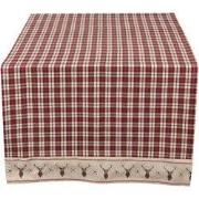 Clayre & Eef Tafelloper  50x140 cm Rood Beige Katoen Rechthoek Ruit He...
