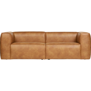 WOOOD Bean 3,5-Zits Bank - Ecoleer - Cognac - 73x242x96