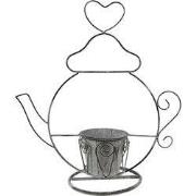 Clayre & Eef Planthouder Theepot 45x20x48 cm Grijs Ijzer Decoratie Pla...