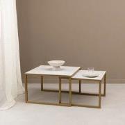 Stalux Salontafelset 'Lisa' 65 en 50cm, kleur goud / wit marmer
