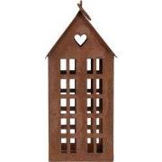 Clayre & Eef Decoratie Beeld Huis 13x11x30 cm Bruin Metaal