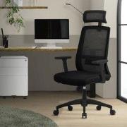 Ergonomische bureaustoel zwart netweefsel met verstelbare armleuningen...